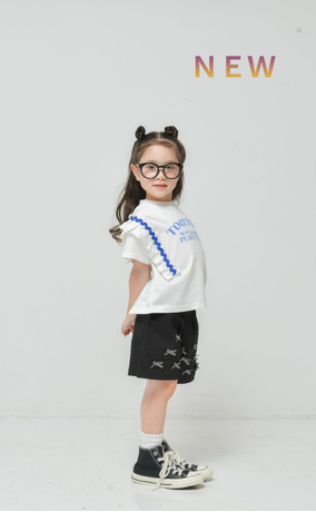 夏に快適な子供服♪☆接触冷感天竺素材☆80~150【NEWO】フリルロゴTシャツ3126402