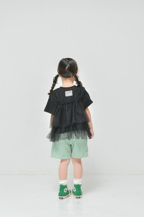 オシャレを楽しむ子供服♪80~150【NEWO】チュールドッキングTシャツ3126213