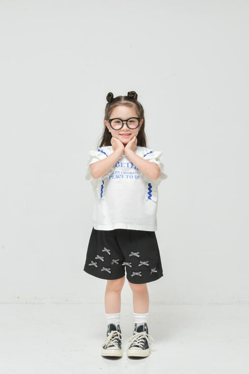 華やぎと余裕のある抜け感を…スーパーストレッチ素材を使用した子供服♪80~150【NEWO】リボンショートパンツ3126231