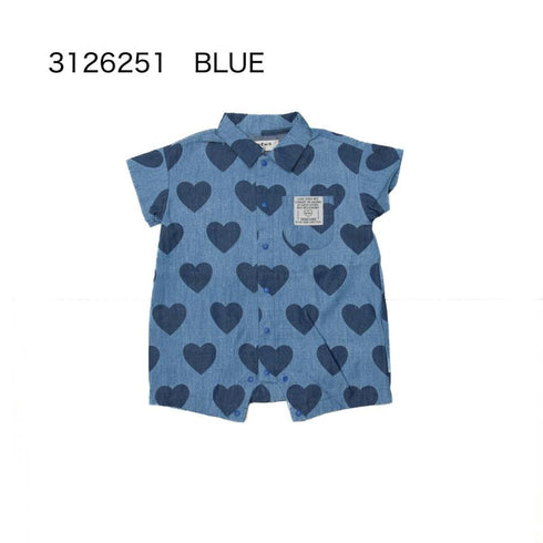 着心地抜群で愛情を感じるBABY服♪70/80ハートデニムロンパス3126251