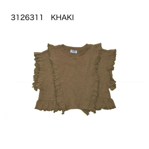 S/Ⅿ【NEWO】天竺素材フリルTシャツ3126311w