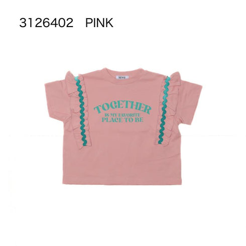 夏に快適な子供服♪☆接触冷感天竺素材☆80~150【NEWO】フリルロゴTシャツ3126402