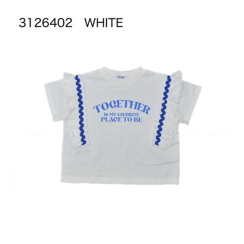 夏に快適な子供服♪☆接触冷感天竺素材☆80~150【NEWO】フリルロゴTシャツ3126402