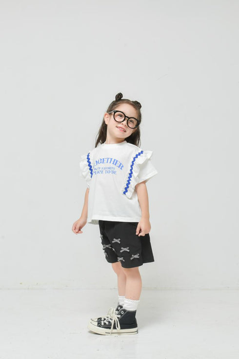 夏に快適な子供服♪☆接触冷感天竺素材☆80~150【NEWO】フリルロゴTシャツ3126402