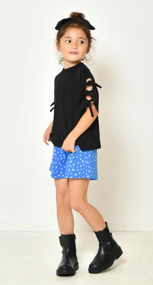 【S/M】袖リボンTシャツ 3524506W