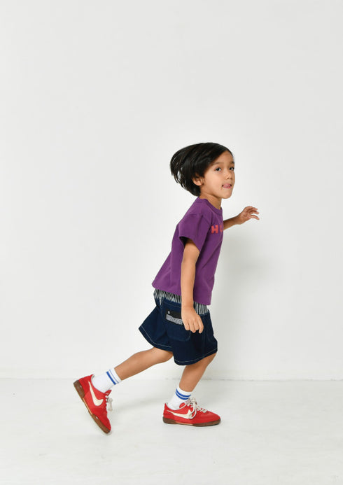 【130~150】カットデニムドッキングハーフパンツ★1124223j子供服 キッズサイズ