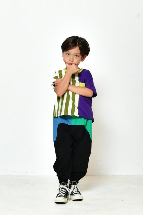 【オフィシャルチーム】ストライプスイッチングドルマンTシャツ|S~L|1125361M