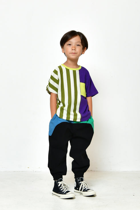 【オフィシャルチーム】ストライプスイッチングドルマンTシャツ|S~L|1125361M