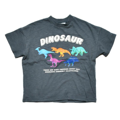 【S/M/L】スラブ天竺ダイナソーロゴTシャツ★1124122m 大人サイズ 親子コーデ