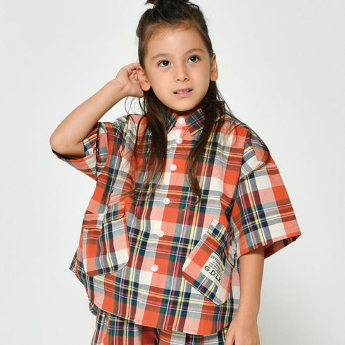 【130~150】チェック柄ポケットシャツ★1124153j子供服 キッズサイズ