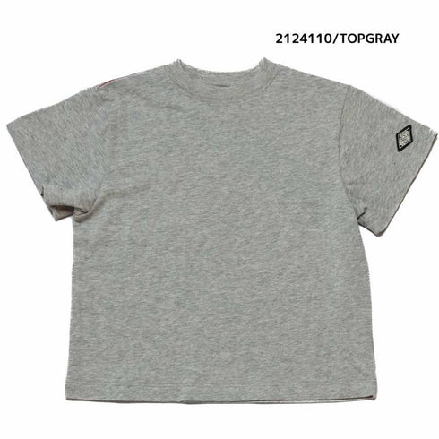 【S/M】 天竺袖ワッペンTシャツ ★2124110w★大人サイズ 親子コーデ