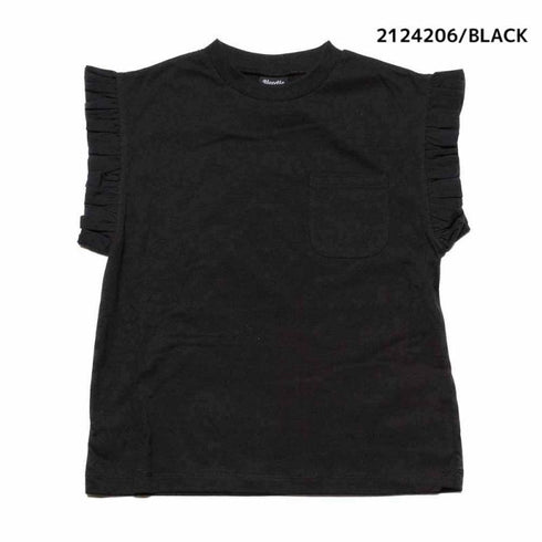 感動可愛い子供服♪5060→2530円♪【130~150】 T/C天竺袖ローンギャザーT シャツ ★2124206j★キッズサイズ 子供服