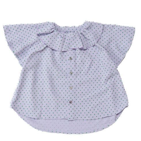 ☆LINE登録者限定☆クーポン利用で8140円→4070円♪【130~150】 キャンディドットラッフルカラーブラウス★2124612j★キッズサイズ 子供服