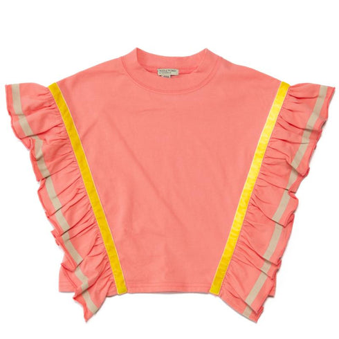 今だけこの価格♪8140→4070円 シルエットに存在感のある子供服♪【130~150】 ラインフリルパネルオーバーサイズトップ★2124642j★キッズサイズ 子供服