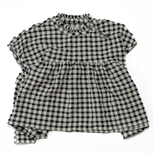 【130~150】 ギンガムサッカーギャザー切替えブラウス 4月納期★2124914j★キッズサイズ 子供服