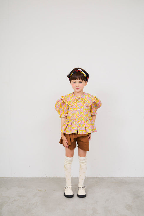 【NEEDLE WORKS】フローラルパフスリーブブラウス★2123611j(130cm~150cm)