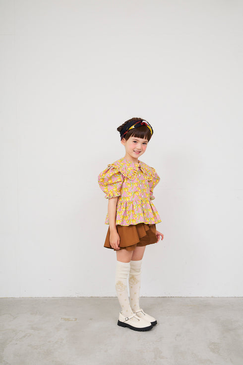 【NEEDLE WORKS】2123611(90cm~120cm)フローラルパフスリーブブラウス★