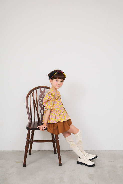 【NEEDLE WORKS】2123611(90cm~120cm)フローラルパフスリーブブラウス★