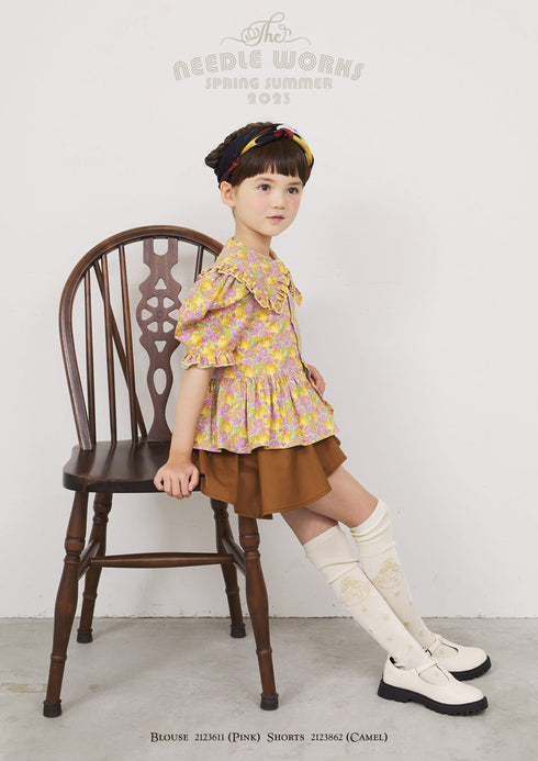 【NEEDLE WORKS】フローラルパフスリーブブラウス★2123611j(130cm~150cm)