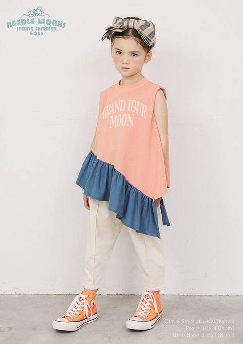 【NEEDLE WORKS】アシンメトリーノースリーブトップ★2123742(90cm~150cm)