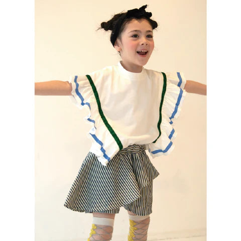 うっとり可愛い子供服♪7590→3795円‼【90~120】 ラインフリルパネルオーバーサイズトップ★2124642★キッズサイズ　子供服