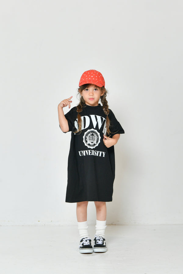 カジュアルにもガーリーにも着こなせる万能な子供服🎶【NEWO・ネオ】3柄ロゴTシャツワンピース｜80cm～150cm｜3125221