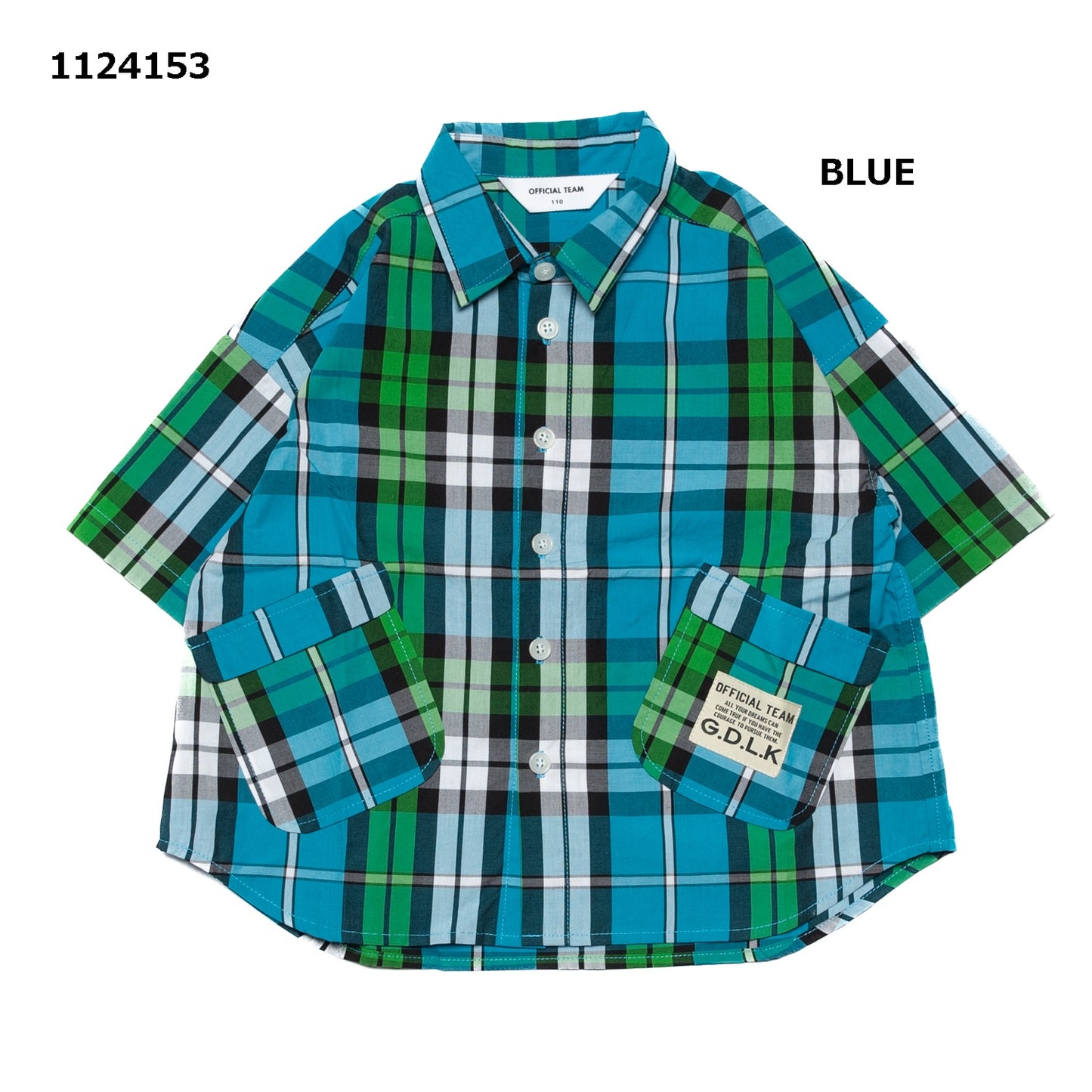 【S/M/L】チェック柄ポケットシャツ★1124153m 大人サイズ 親子コーデ