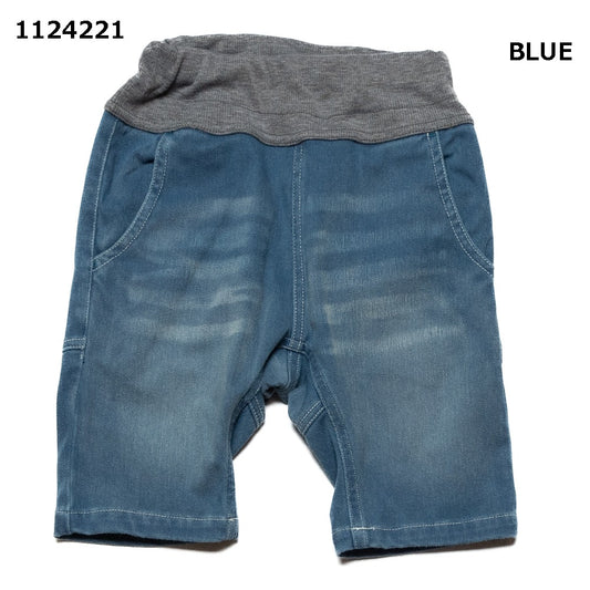大人サイズで親子で楽しめる♪S/M/L【OFFICIALTE】カットデニムサルエルハーフパンツ★1124221m