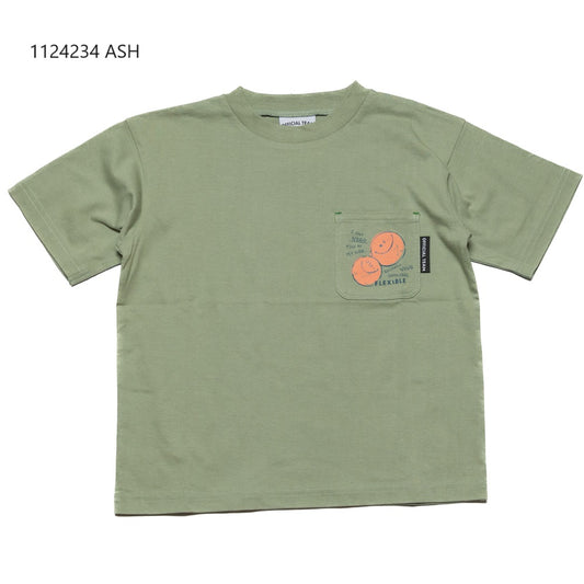 【S/M/L】スマイルロゴポケット Tシャツ★1124234m 大人サイズ 親子コーデ