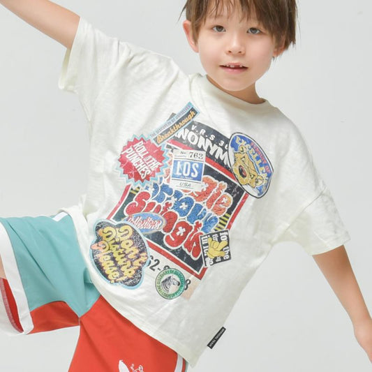 90~150【OFFICIALTEAM】スラブ天竺 ステッカー柄Tシャツ1126120