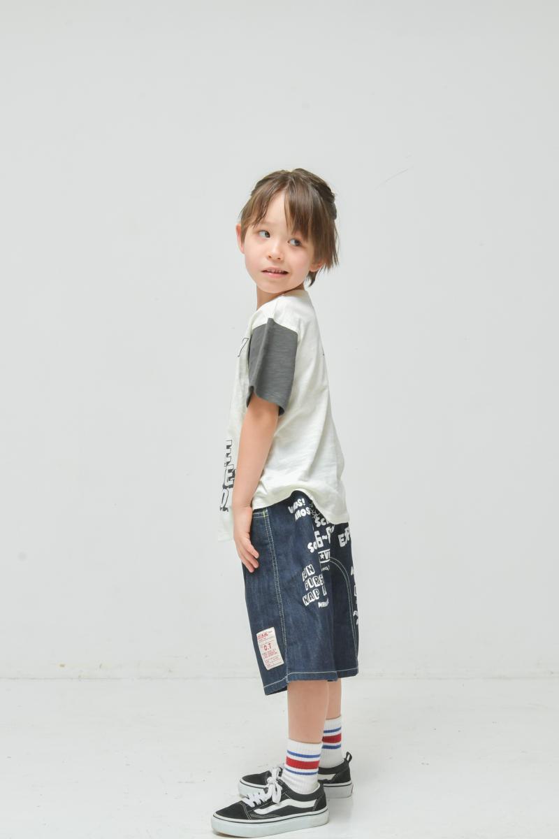 カットデニムラクガキハーフパンツ90~150【OFFICIALTEAM】1126256