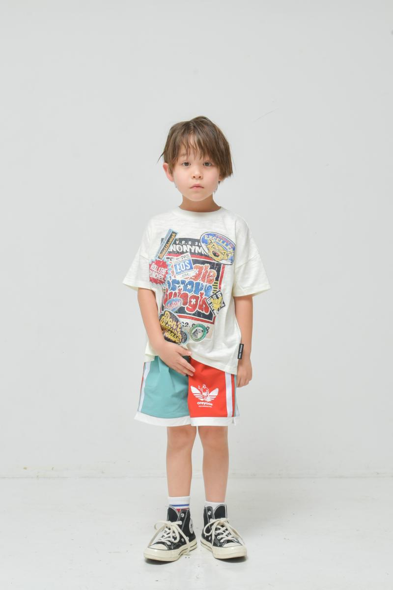 軽い穿き心地で驚くほど伸びる！「プレミアストレッチ」素材で夏の全力疾走をサポート♪90~150【OFFICIALTEAM】プレミアストレッチ”俺やで!”ラインショーツ_1126272