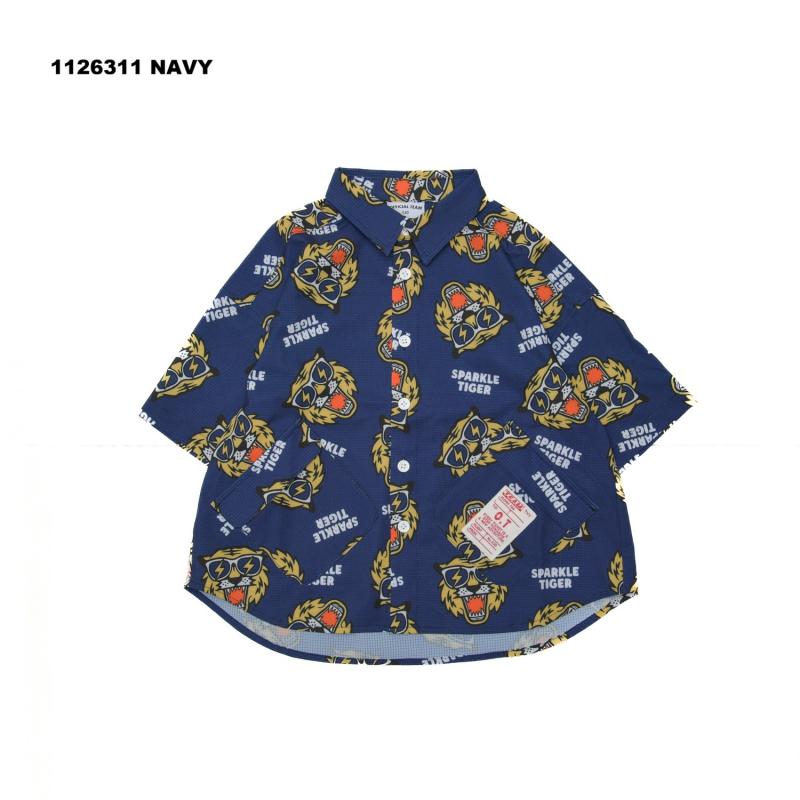 さらっと軽やか♪子供服90~150【OFFICIALTEAM】エアリーメッシュプリンテッドシャツ1126311