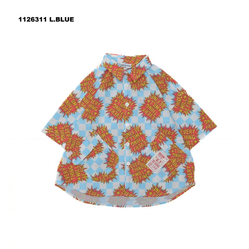 さらっと軽やか♪子供服90~150【OFFICIALTEAM】エアリーメッシュプリンテッドシャツ1126311