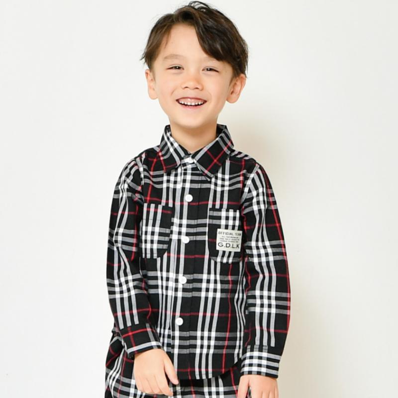 【90~120】★オフィシャルチーム★チェック柄シャツ（1224120）