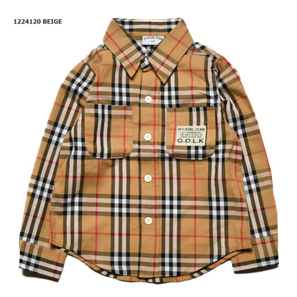 【90~120】★オフィシャルチーム★チェック柄シャツ（1224120）