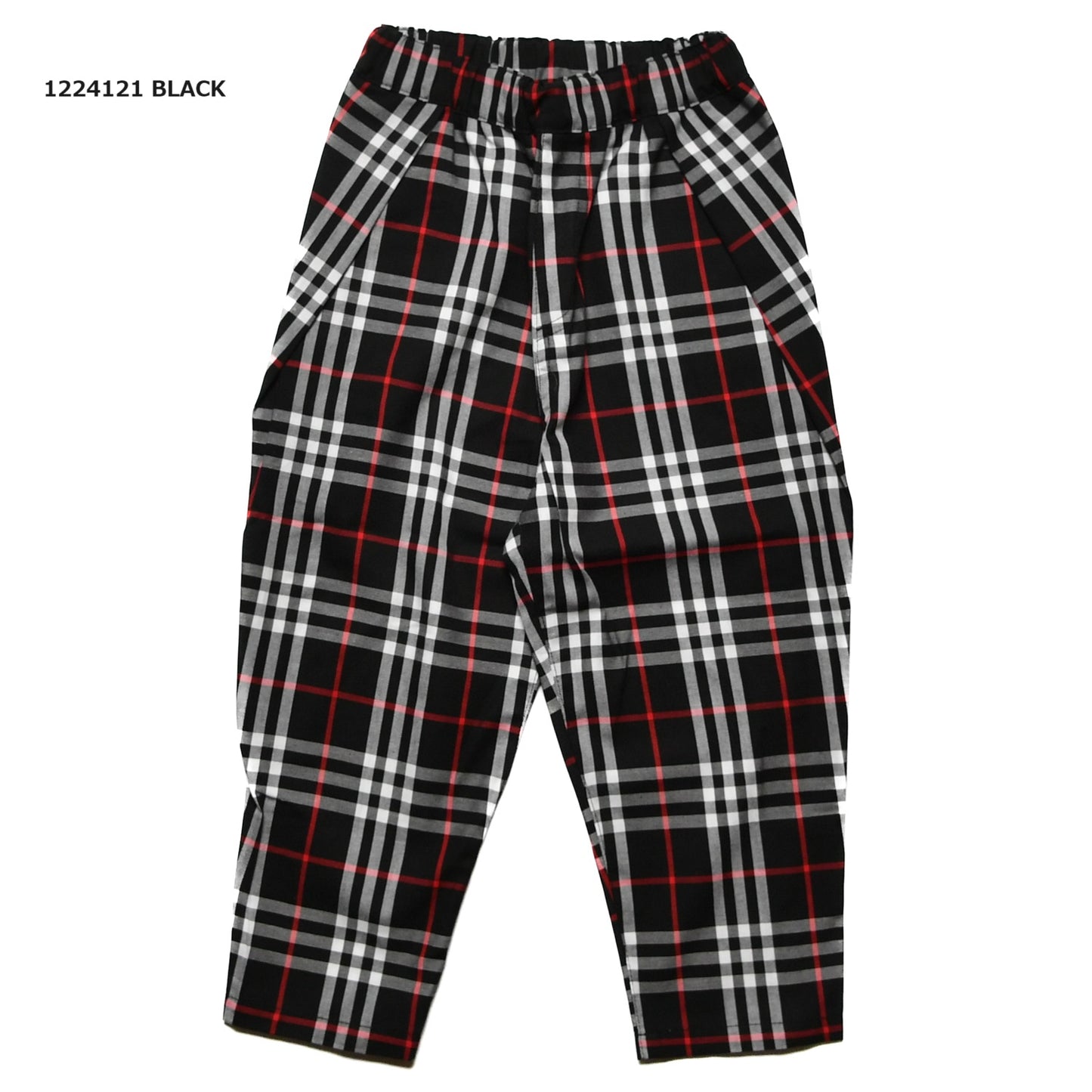 【S/M/L】★オフィシャルチーム★チェック柄タックワイドパンツ（1224121m）