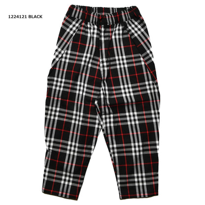 【S/M/L】★オフィシャルチーム★チェック柄タックワイドパンツ（1224121m）