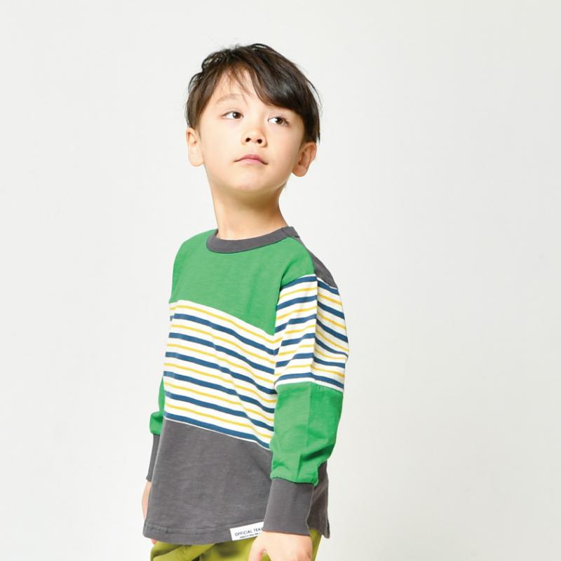 【90~120】★オフィシャルチーム★ドッキングボーダーTシャツ（1224145）