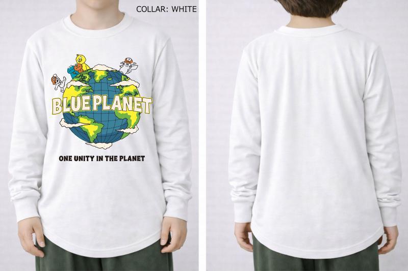90～150【OFFICIALTEAM】スラブ天竺 BLUE PLANET ラウンドTシャツ1226104