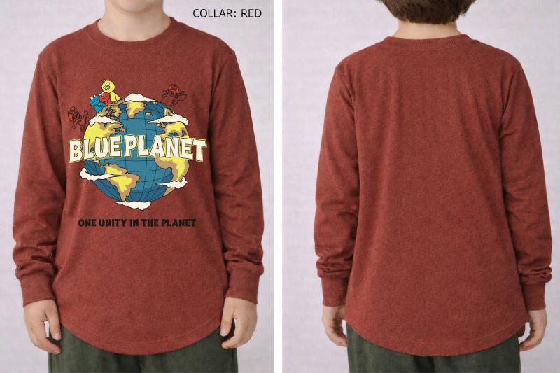 90～150【OFFICIALTEAM】スラブ天竺 BLUE PLANET ラウンドTシャツ1226104