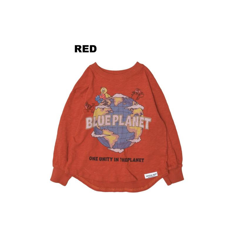 90～150【OFFICIALTEAM】スラブ天竺 BLUE PLANET ラウンドTシャツ1226104