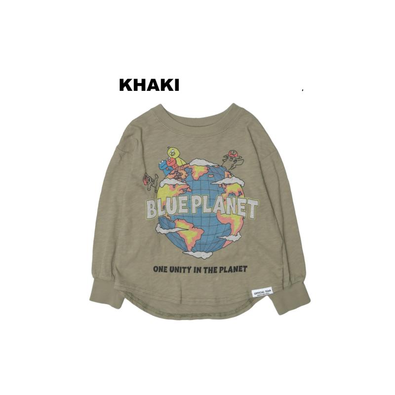 90～150【OFFICIALTEAM】スラブ天竺 BLUE PLANET ラウンドTシャツ1226104