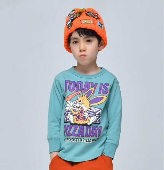 90～150【OFFICIALTEAM】OE天竺 ピザラビットラウンドTシャツ1226108