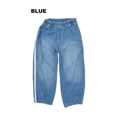 S/Ｍ/L【OFFICIALTEAM】カットデニムバレルレッグラインパンツ1226221m
