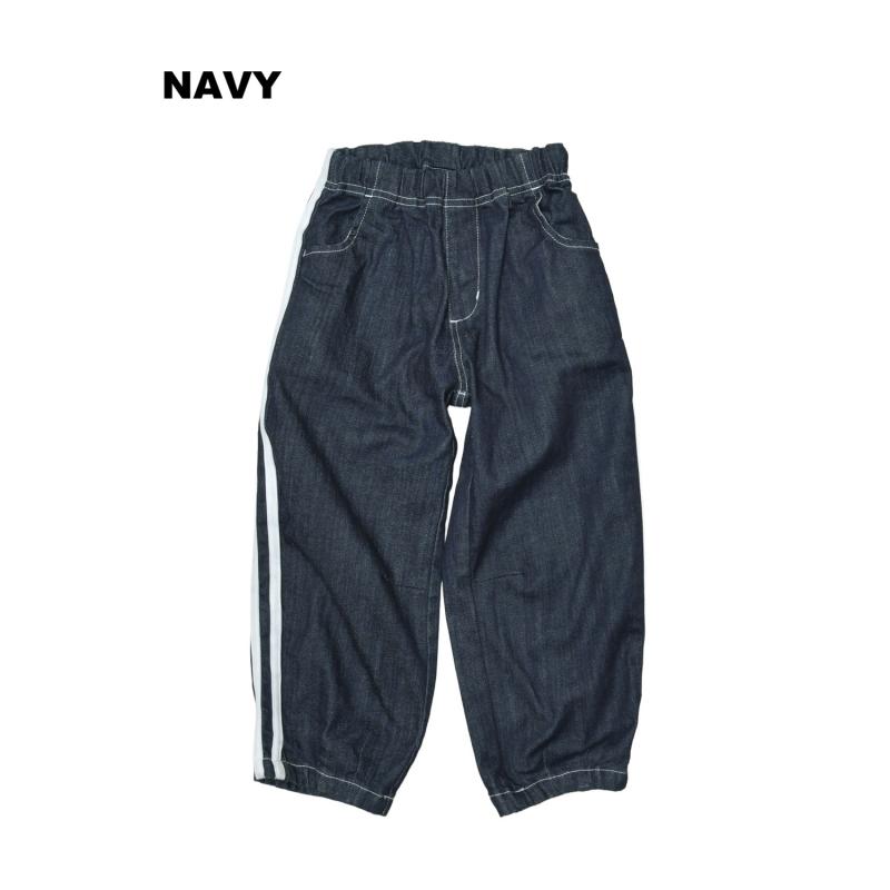 S/Ｍ/L【OFFICIALTEAM】カットデニムバレルレッグラインパンツ1226221m