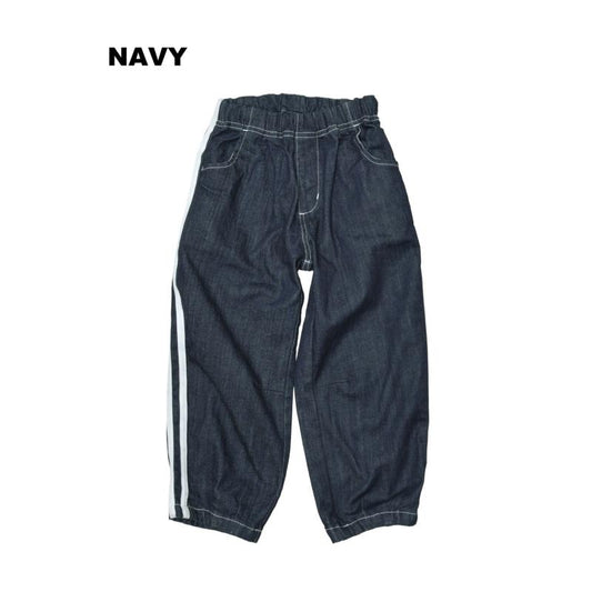 S/Ｍ/L【OFFICIALTEAM】カットデニムバレルレッグラインパンツ1226221m