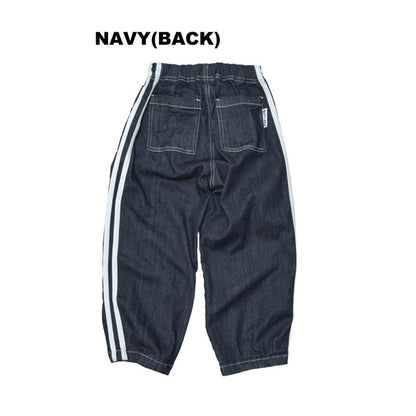S/Ｍ/L【OFFICIALTEAM】カットデニムバレルレッグラインパンツ1226221m