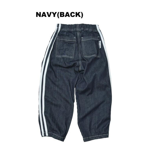 S/Ｍ/L【OFFICIALTEAM】カットデニムバレルレッグラインパンツ1226221m