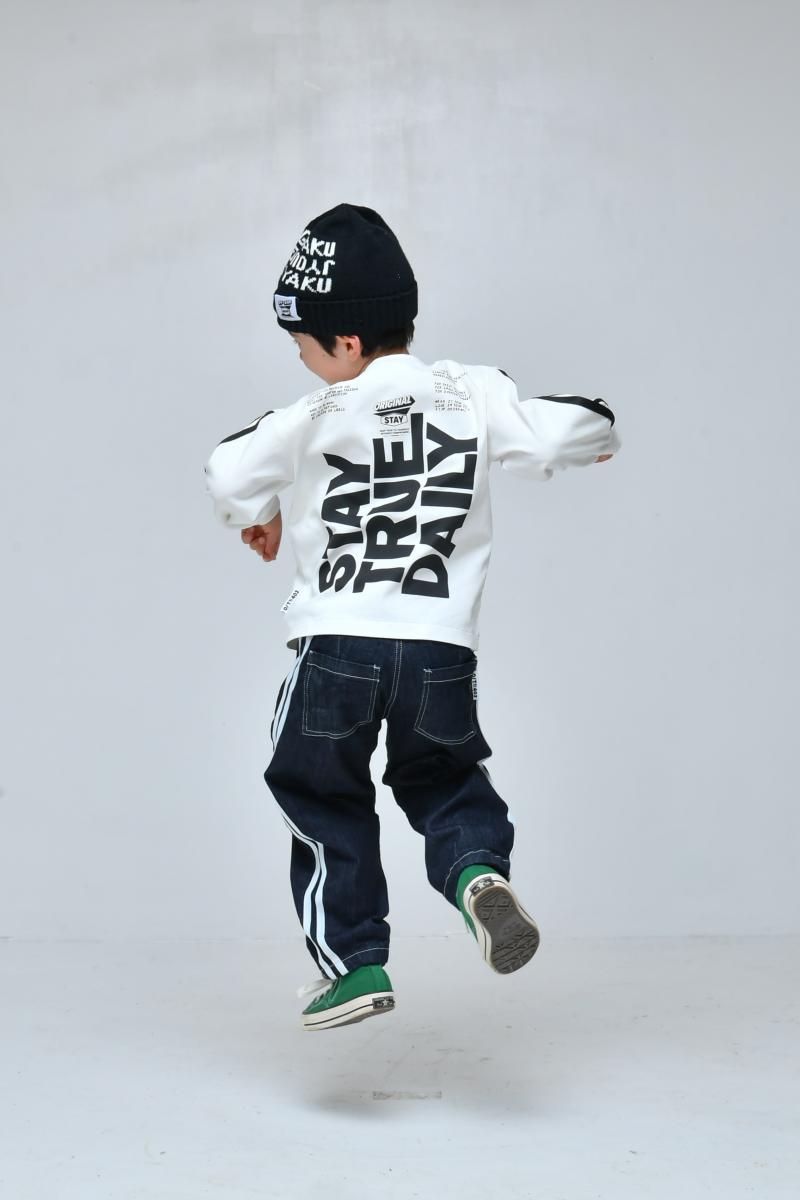S/Ｍ/L【OFFICIALTEAM】カットデニムバレルレッグラインパンツ1226221m